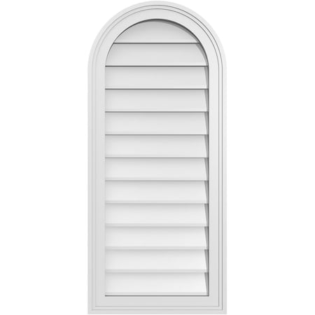 Ekena Millwork Round Top Surface Mount PVC Gable Vent w/ 2"W x 1-1/2"P Brickmould Frame, 16"W x 36"H GVPRT16X3602SN